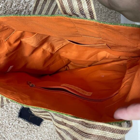 WOOVEN ECO-FRIENDLY LO RIVER  HEMP  TOTE‎ BAG IN GREEN  NWT - Picture 5 of 5